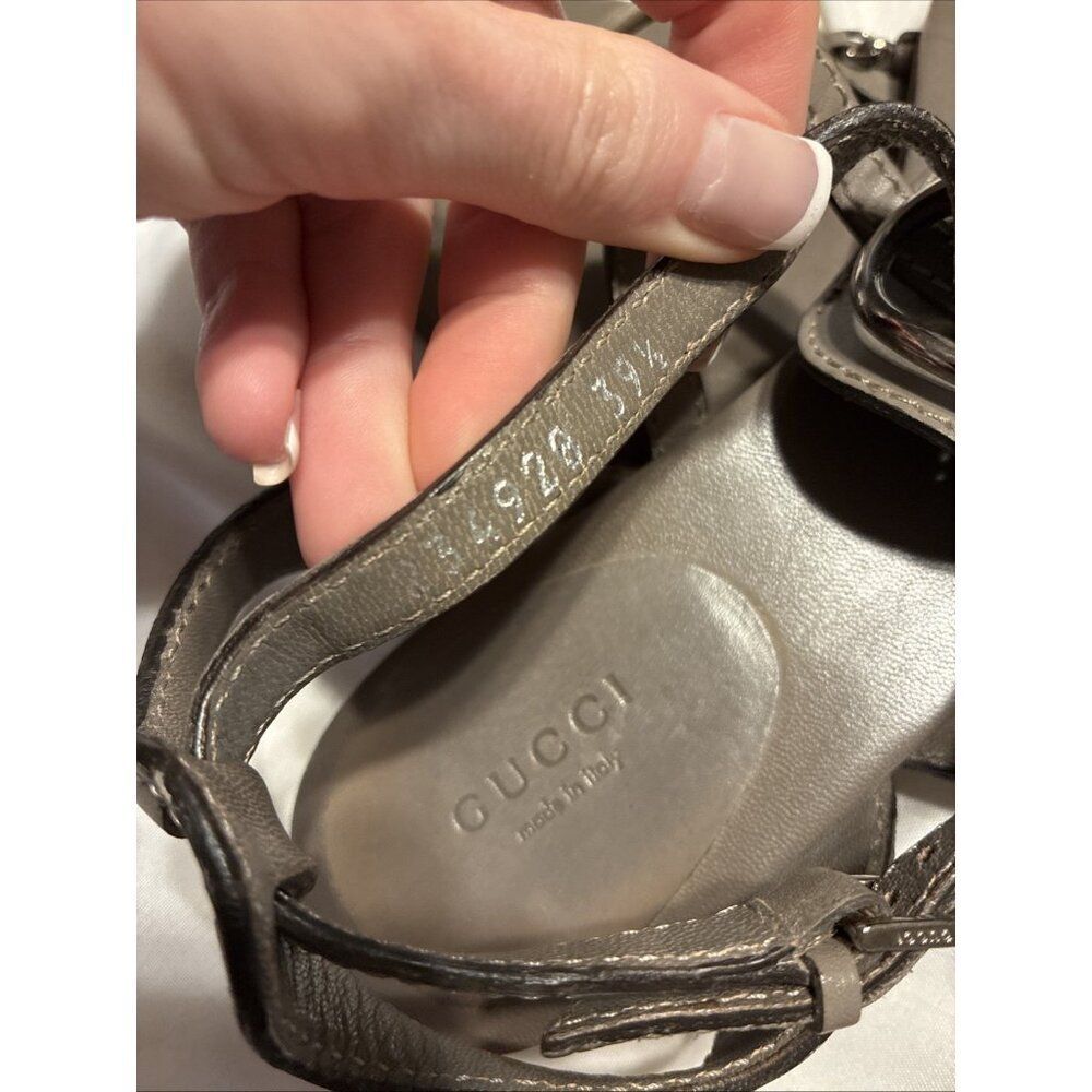 Gucci Authentic Solid Gray Leather Thong Strappy Flat Sandals 9.5 - Picture 8 of 8